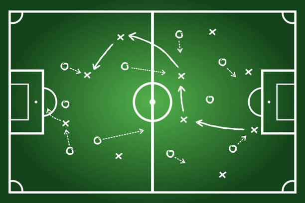 An image showing football pitch coaching tactics
